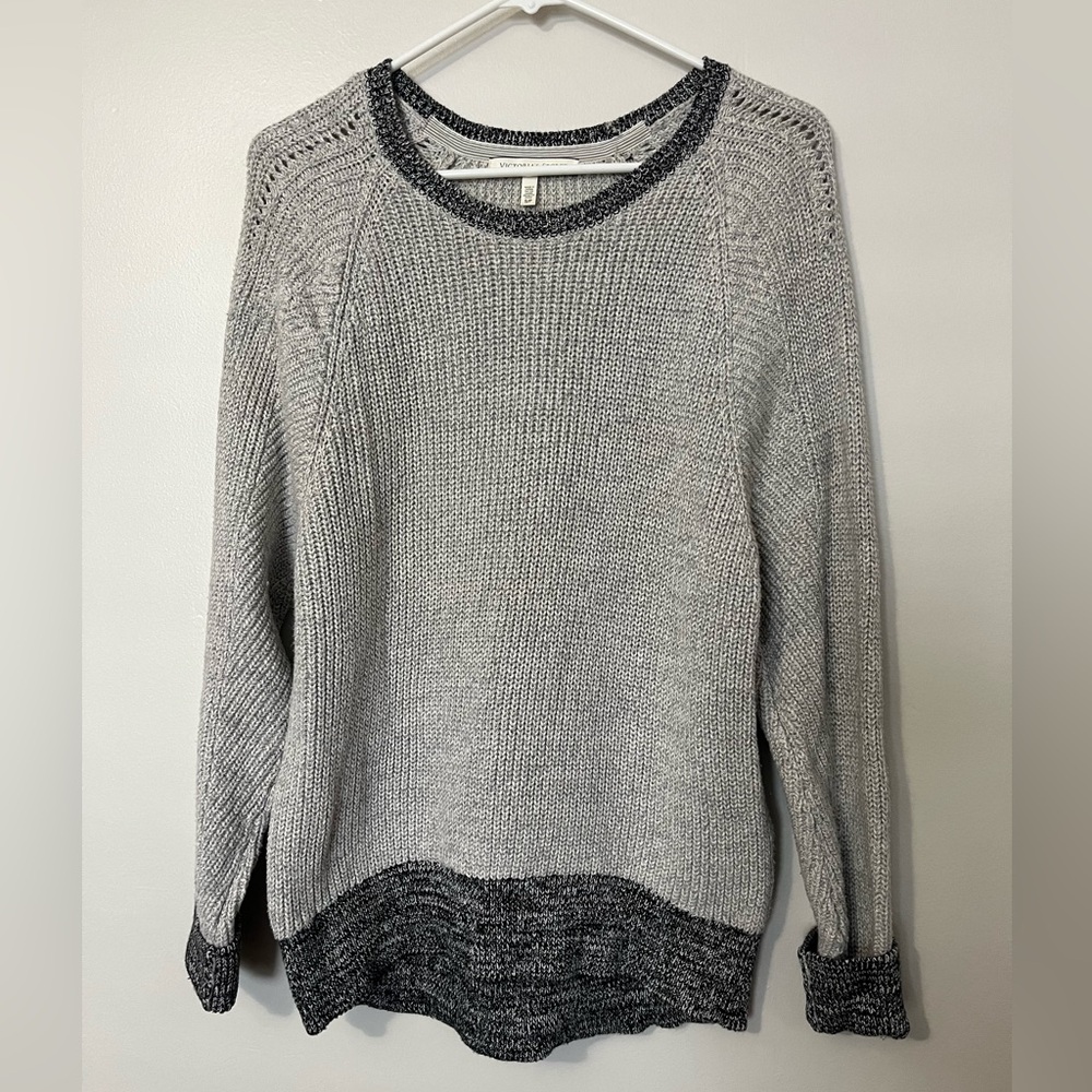 Victoria's Secret 100% Cotton Gray Two Tone Knit Sweater